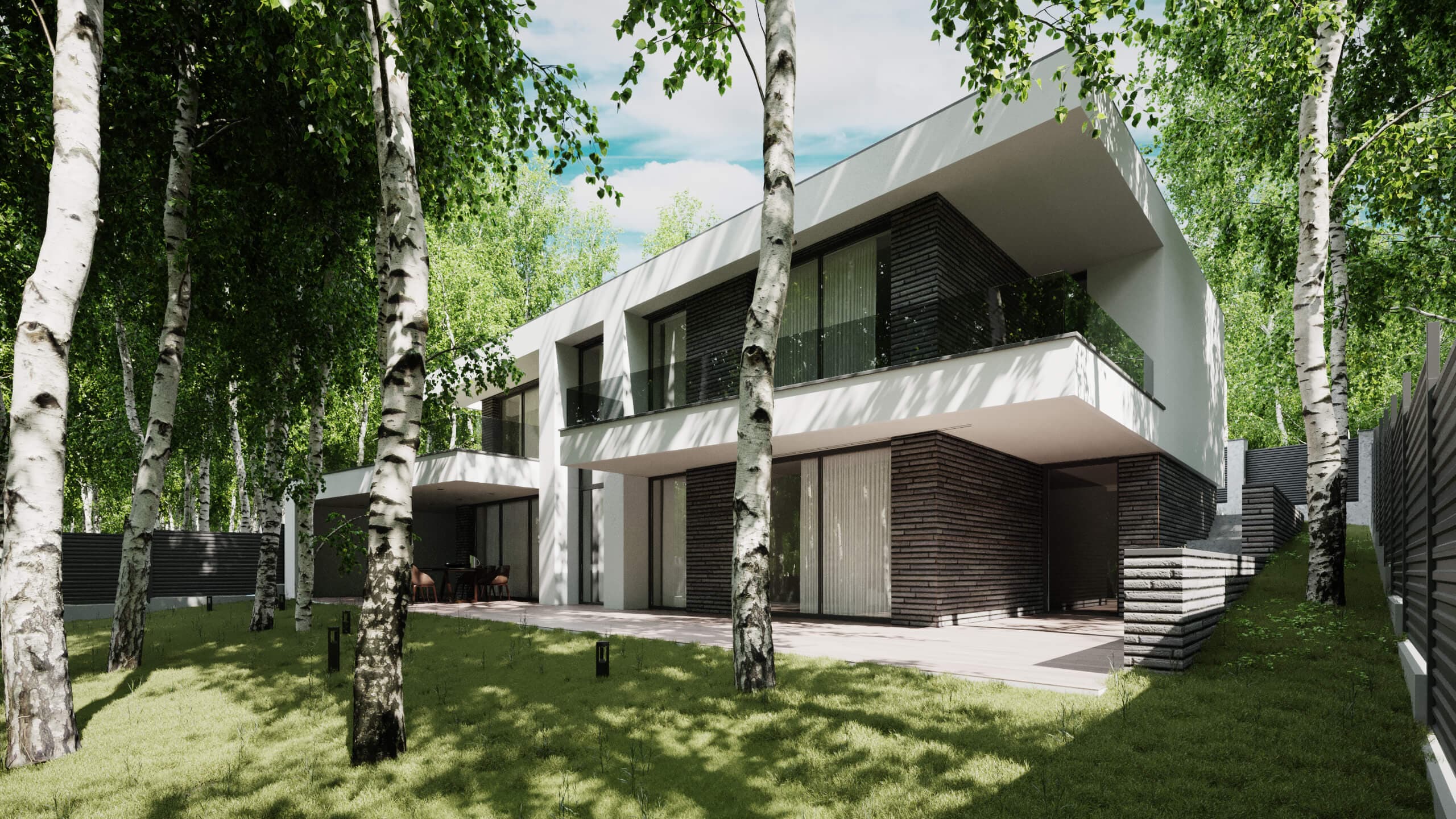 Сучасний двоповерховий будинок WHITEWOOD AK HOUSE на рель’єфі