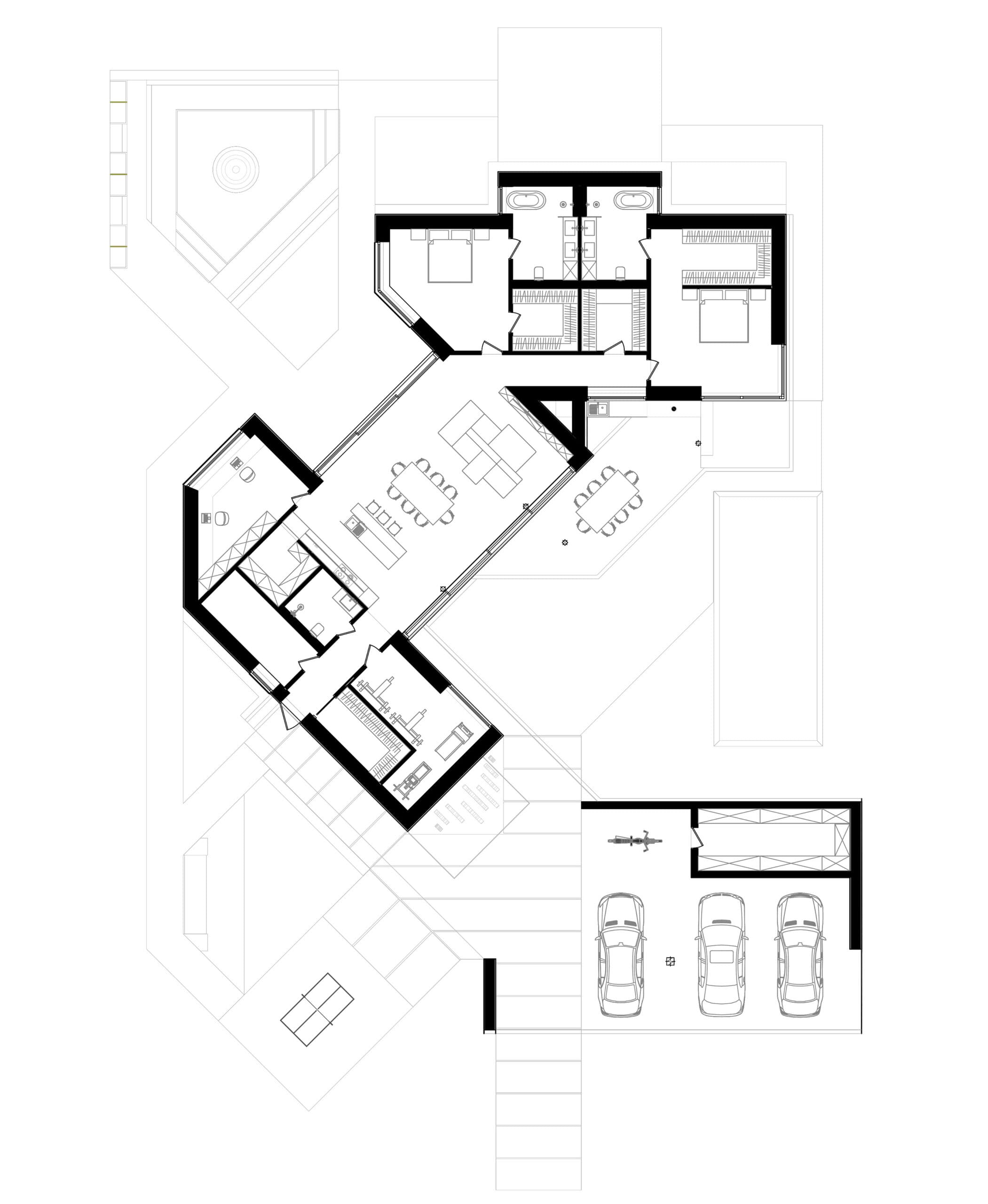 Планування сучасного одноповерхового будинку ELEMENS HOUSE